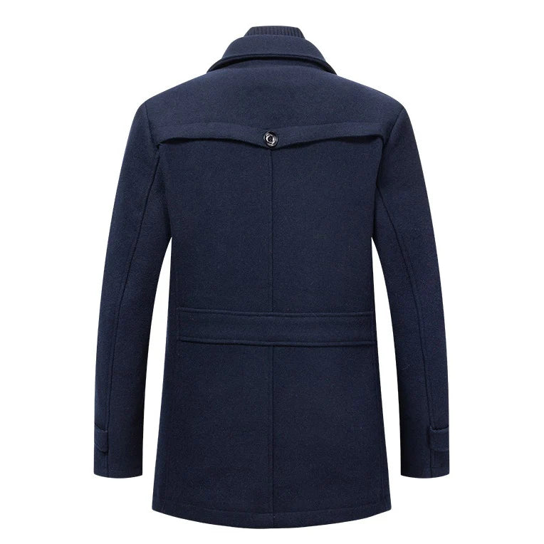 Men's Winter Thick Double-Layer Collar Wool Blend Coat