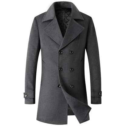 Men's Classic Double Breasted Wool Blend Pea Coat