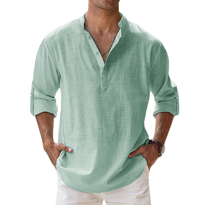 Men's Casual 100% Cotton Long-Sleeve Shirt