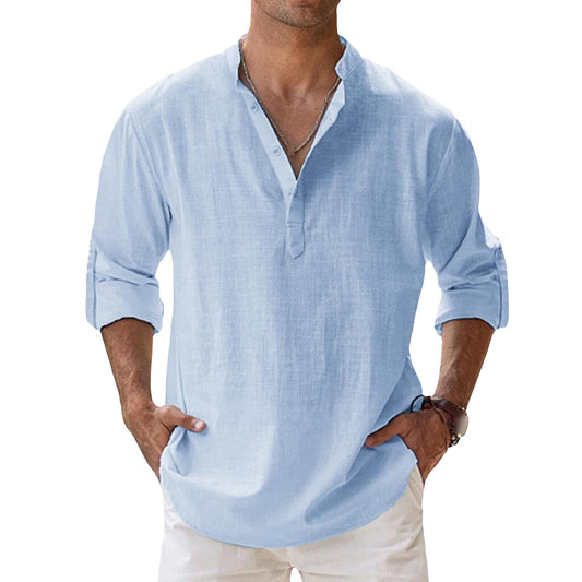 Men's Casual 100% Cotton Long-Sleeve Shirt
