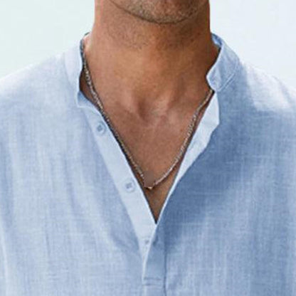 Men's Casual 100% Cotton Long-Sleeve Shirt