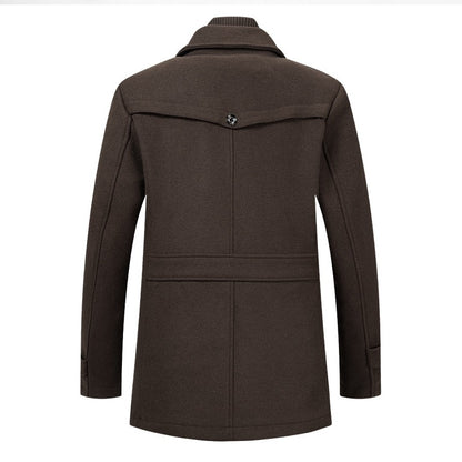 Men's Classic Thicken Double-Layer Collar Wool Coat