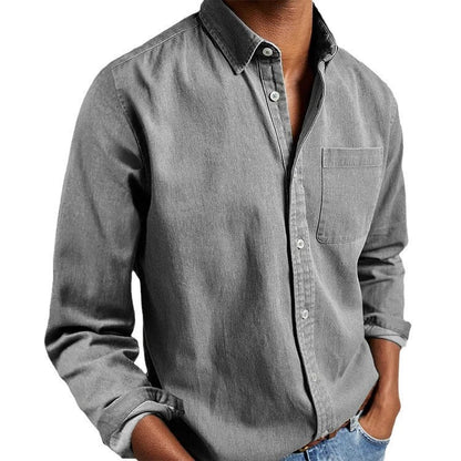 Men's Casual Solid Long Sleeves Work Shirt
