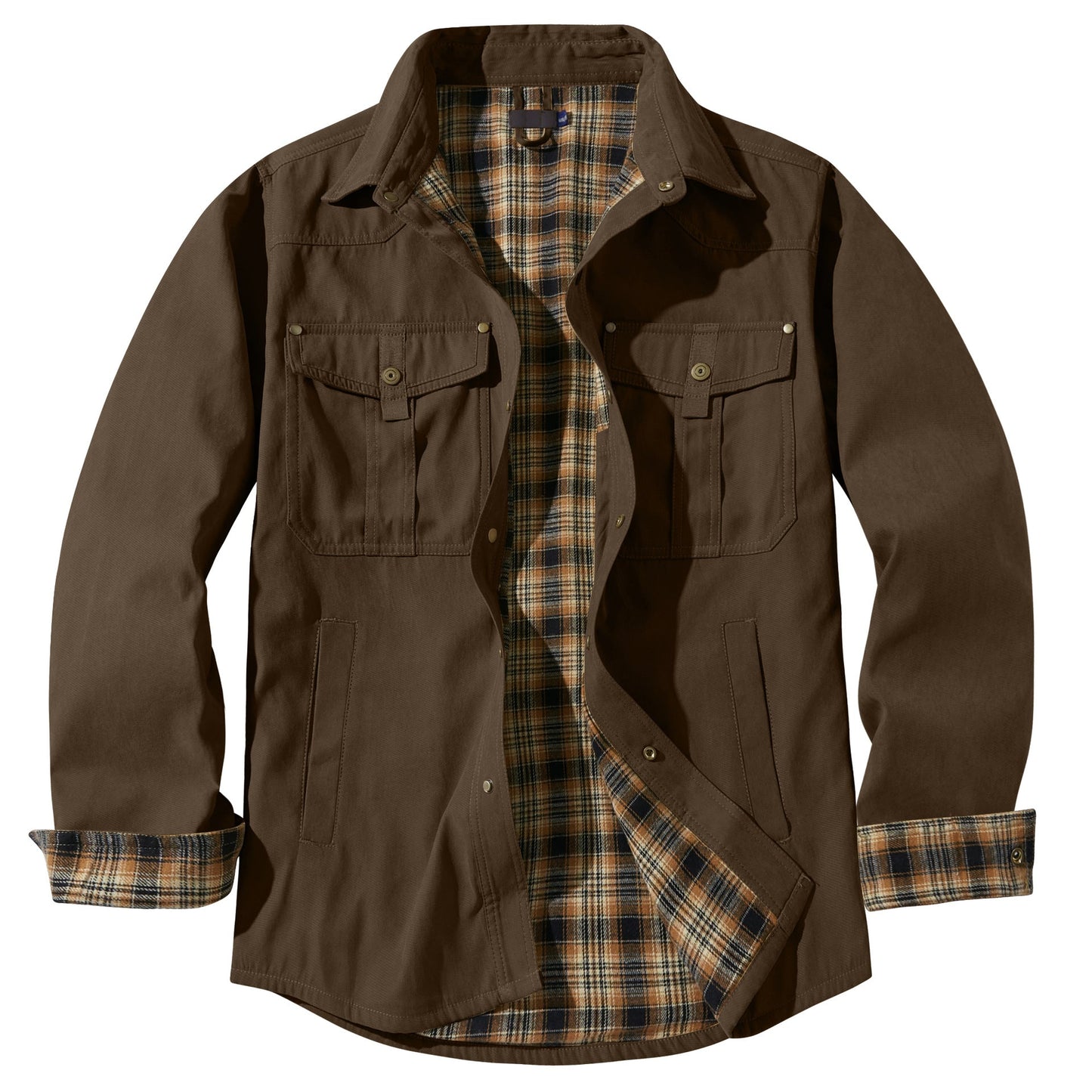 Men's Plaid Flannel Collar Casual Work Jacket