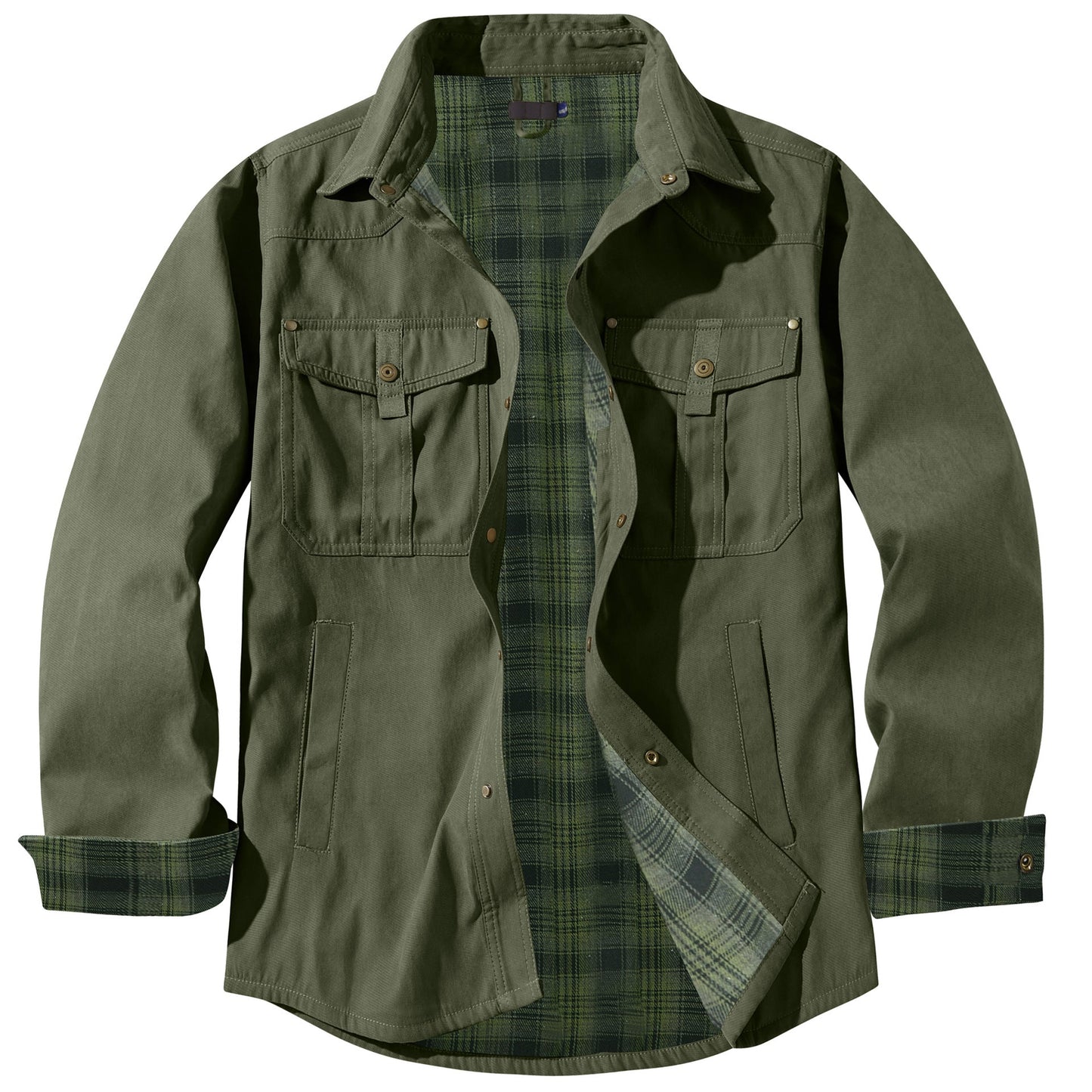 Men's Plaid Flannel Collar Casual Work Jacket