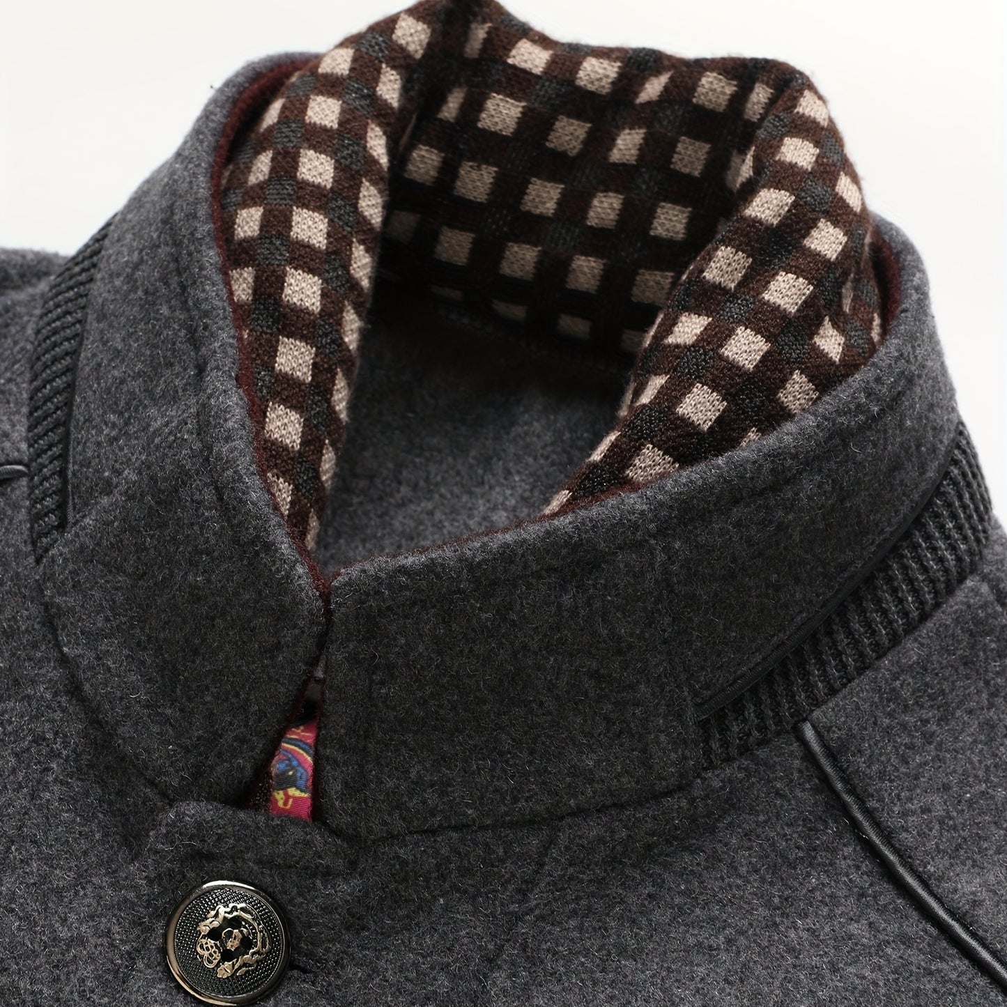 Men's Classic Thick Wool Blend Coat With Detachable Scarf